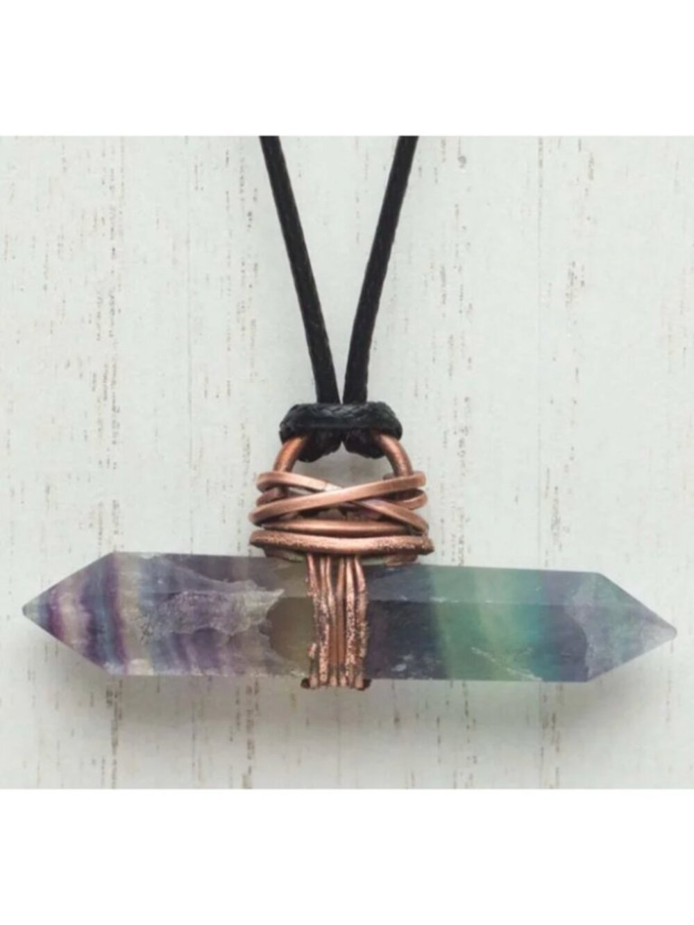 Fluorite Double Terminated Point Pendant - H